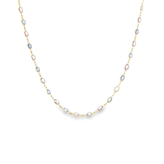 Melody Station Necklace with Pink & Blue Sapphires (convertible)