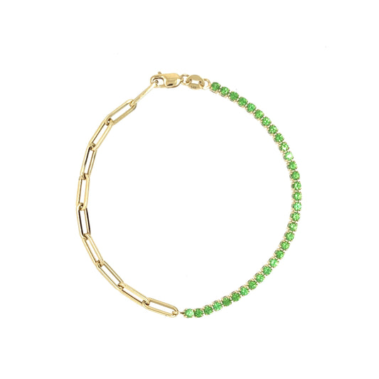 Tsavorite Paperclip Link Bracelet
