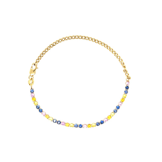 Cuban Link Bracelet with Sapphires