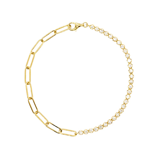 Diamond Paperclip Link Bracelet