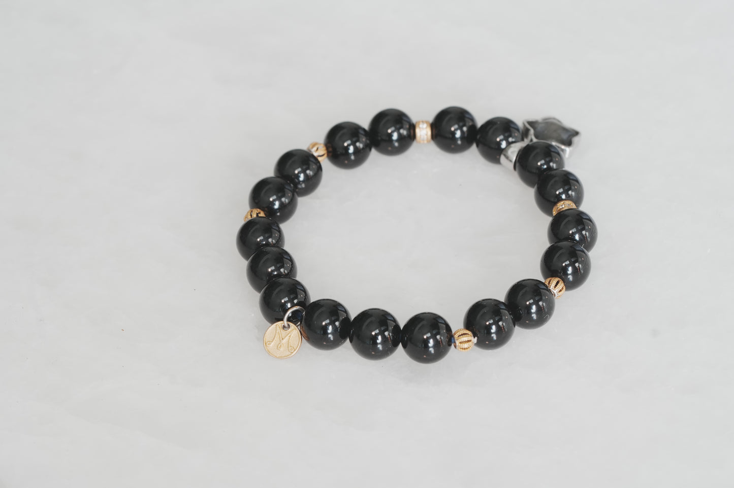 Black Obsidian and Meteorite Bracelet