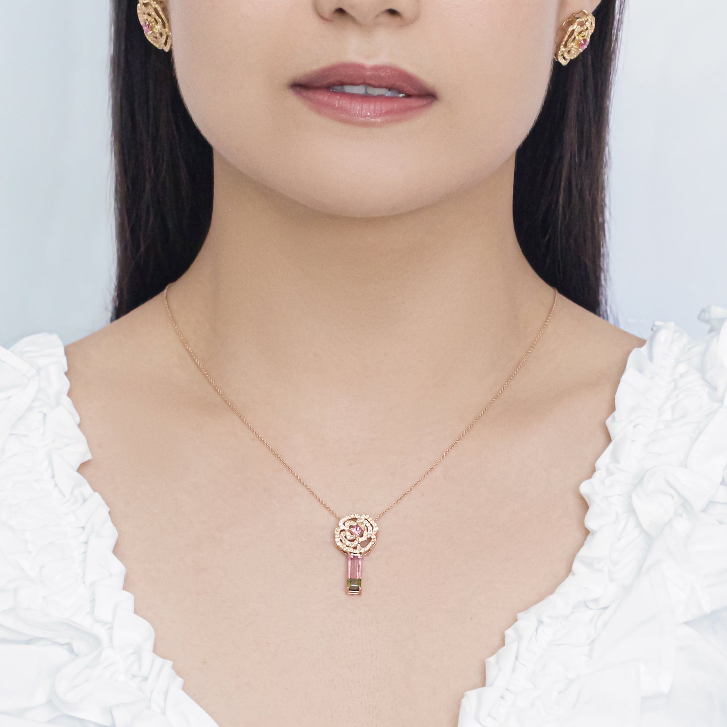 Bloom Spinel and Sapphire Rose Earrings