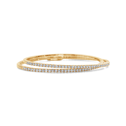 Diamond Double Wrap Flexible Hinged Bangle Bracelet