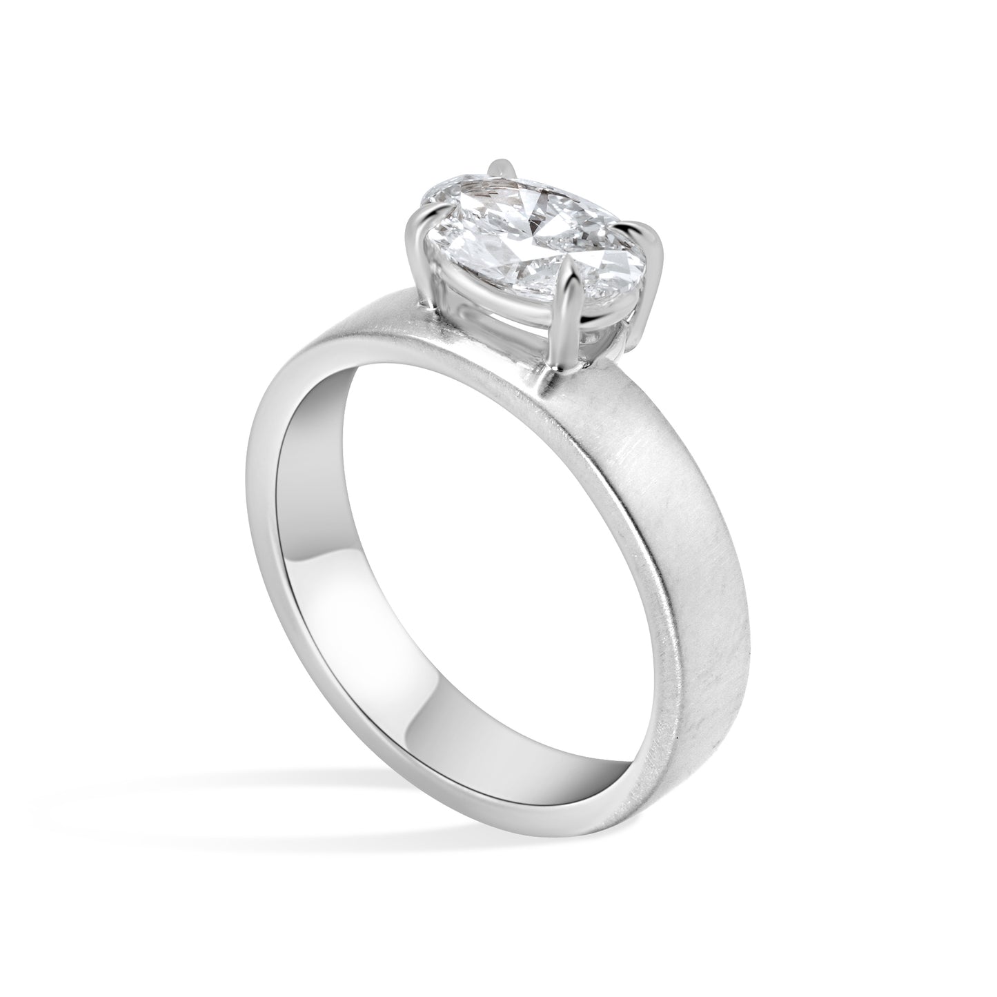 Diamond Offset Cigar 4mm Band (Satin)