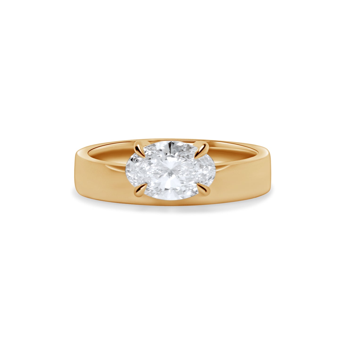 Diamond Offset Cigar 4mm Band (Polished)