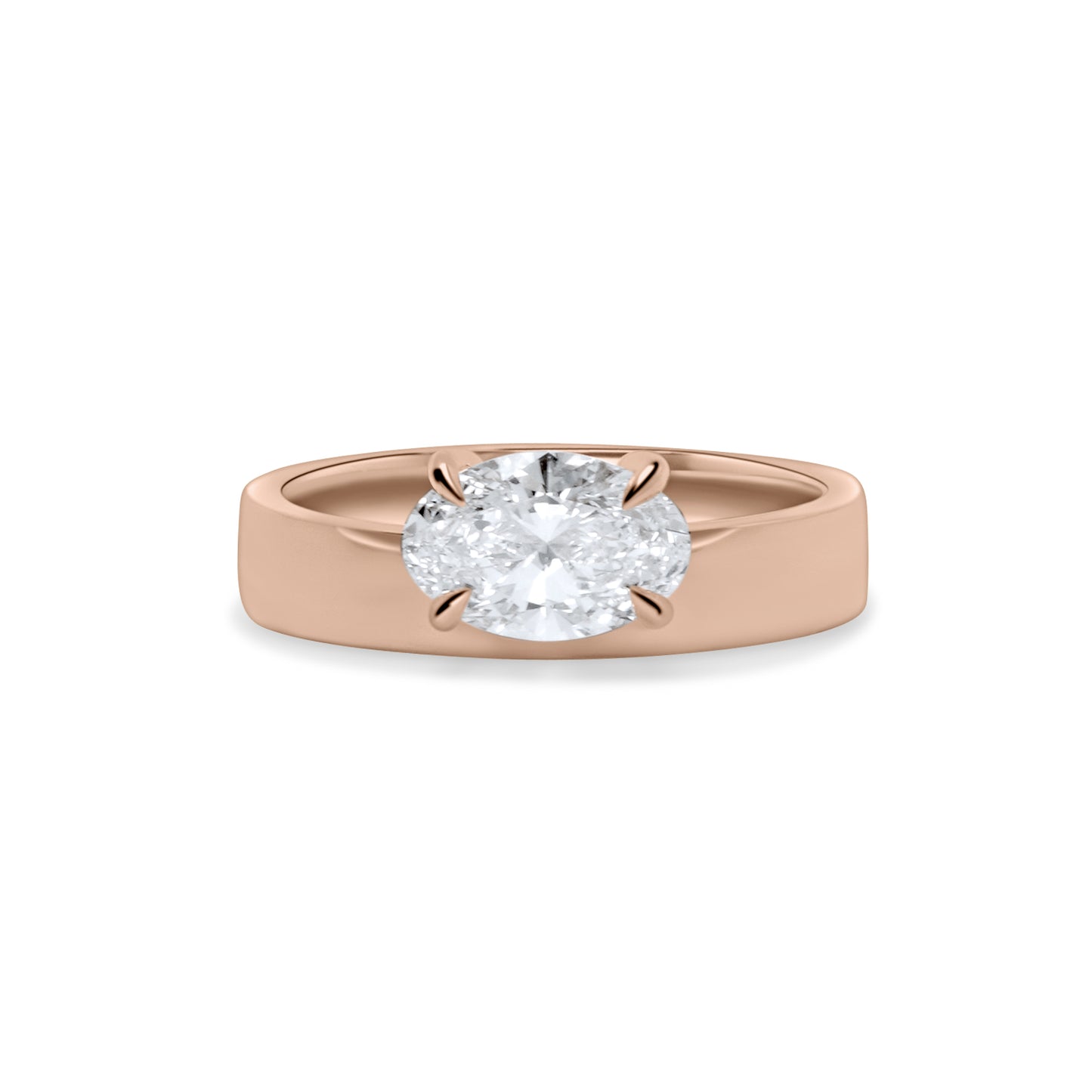 Diamond Offset Cigar 4mm Band (Polished)