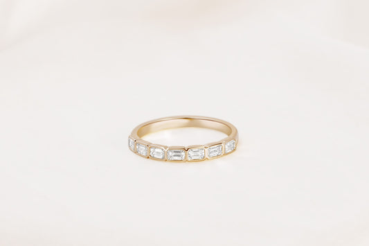 Elena Emerald East West Bezel Set Band