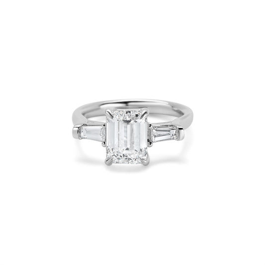 Emerald Cut Three Stone Diamond Engagement Ring
