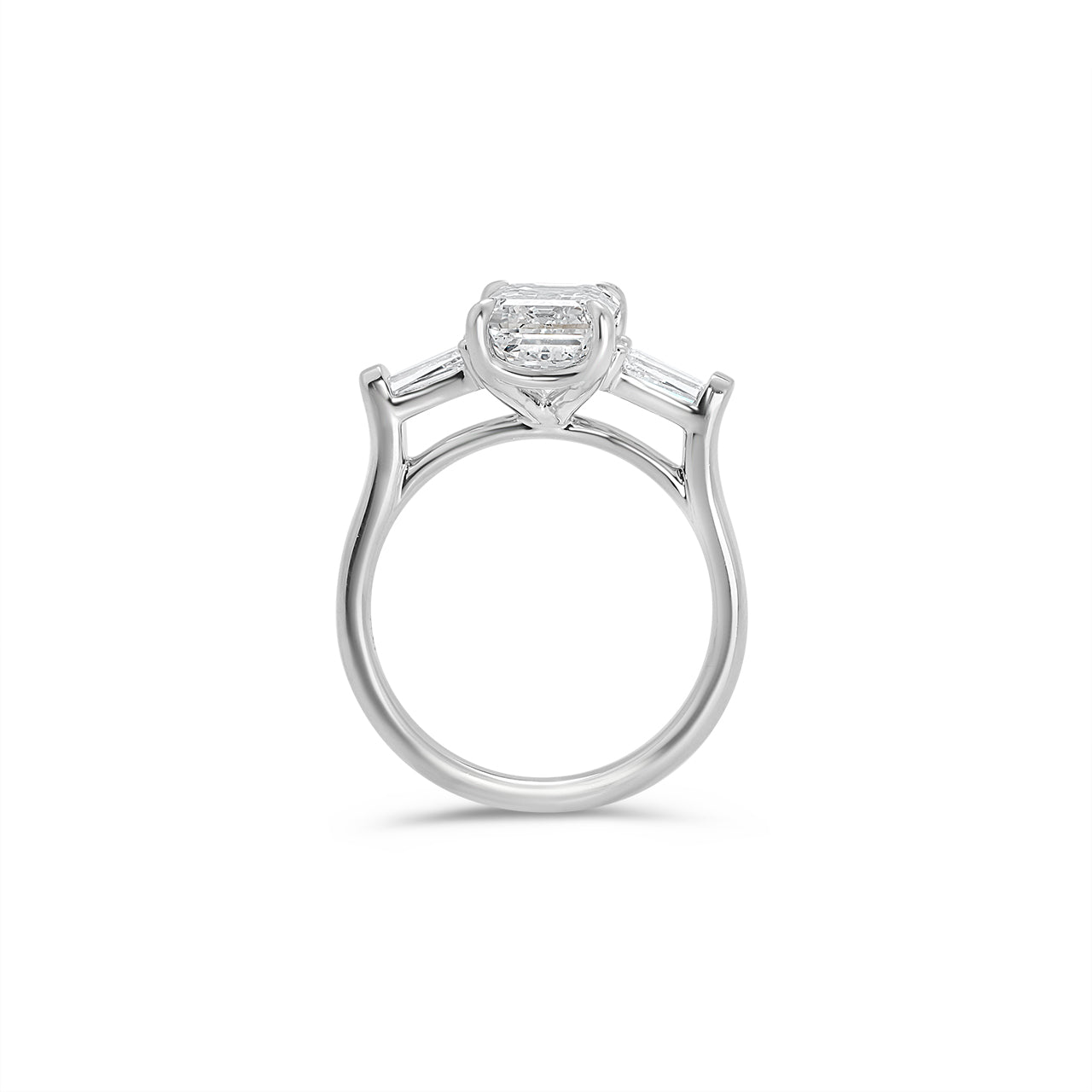Emerald Cut Three Stone Diamond Engagement Ring