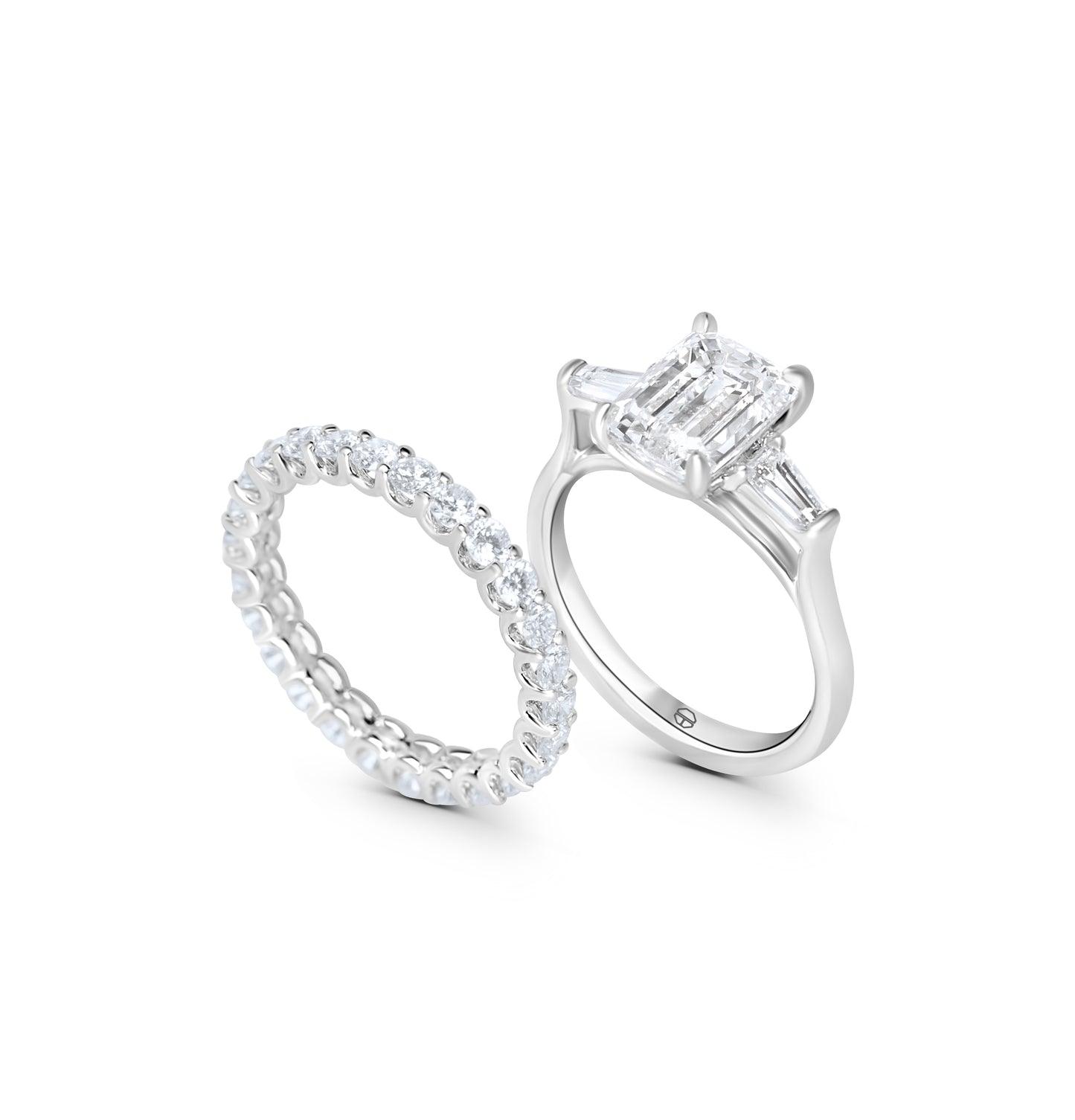 Emerald Cut Three Stone Diamond Engagement Ring