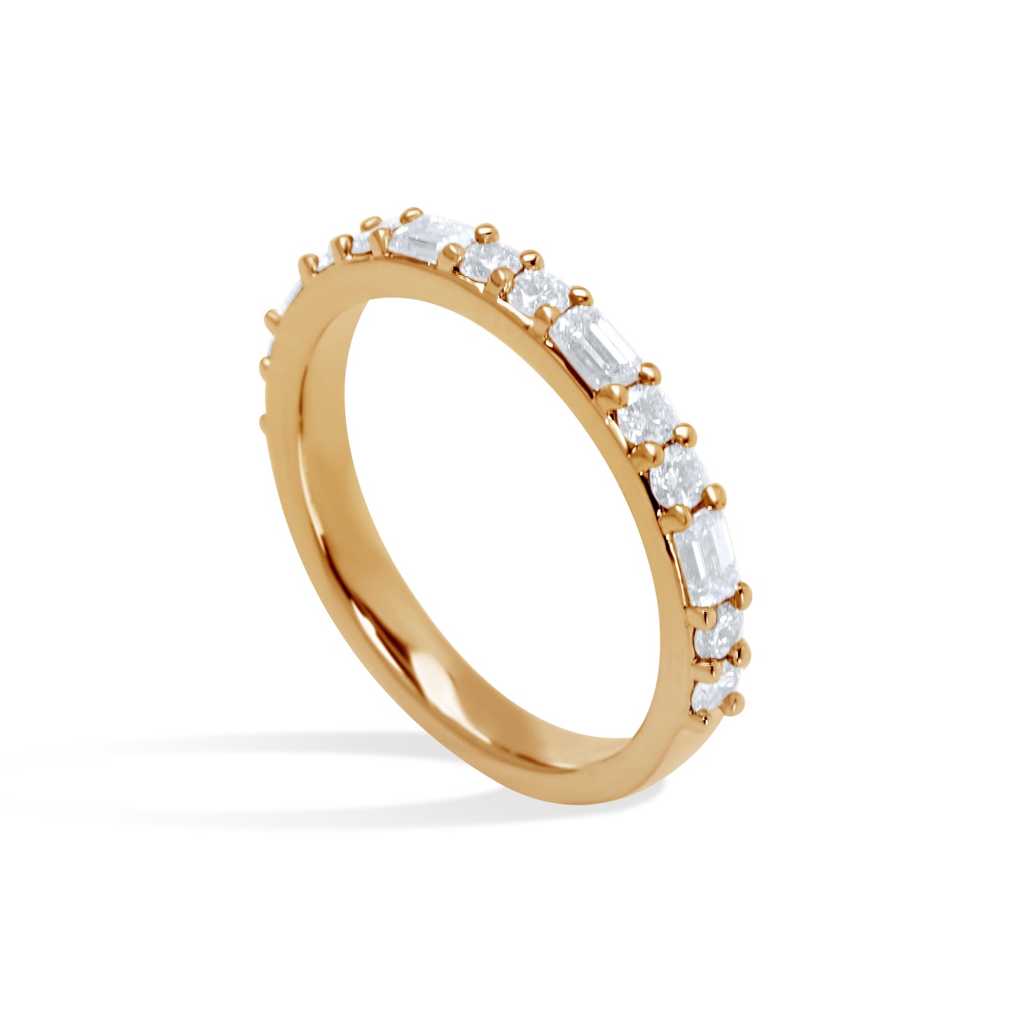 Emerald and Round Diamond Alternating Band