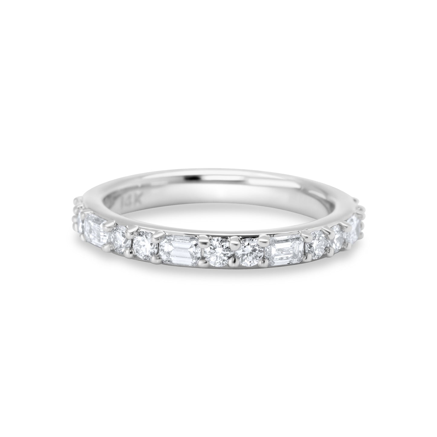 Emerald and Round Diamond Alternating Band