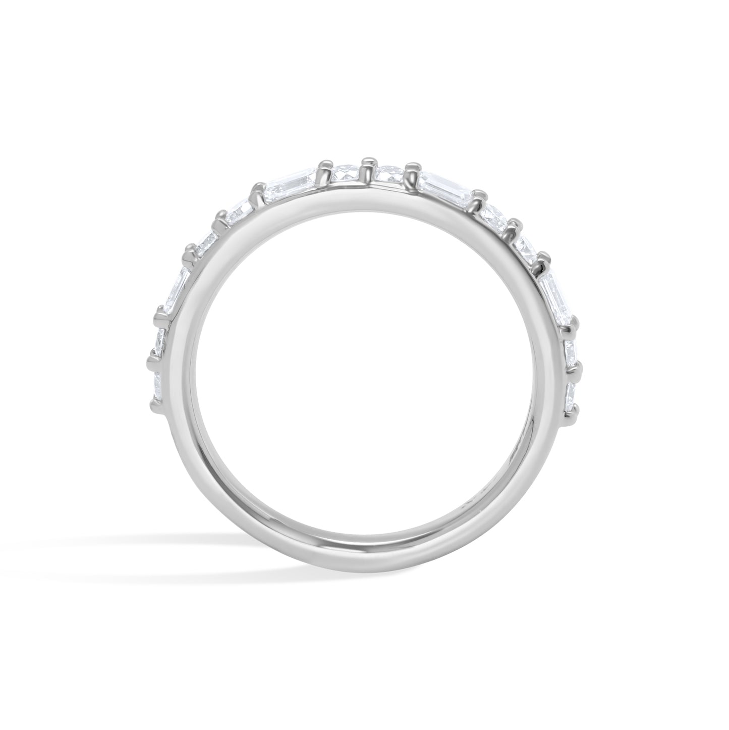 Emerald and Round Diamond Alternating Band