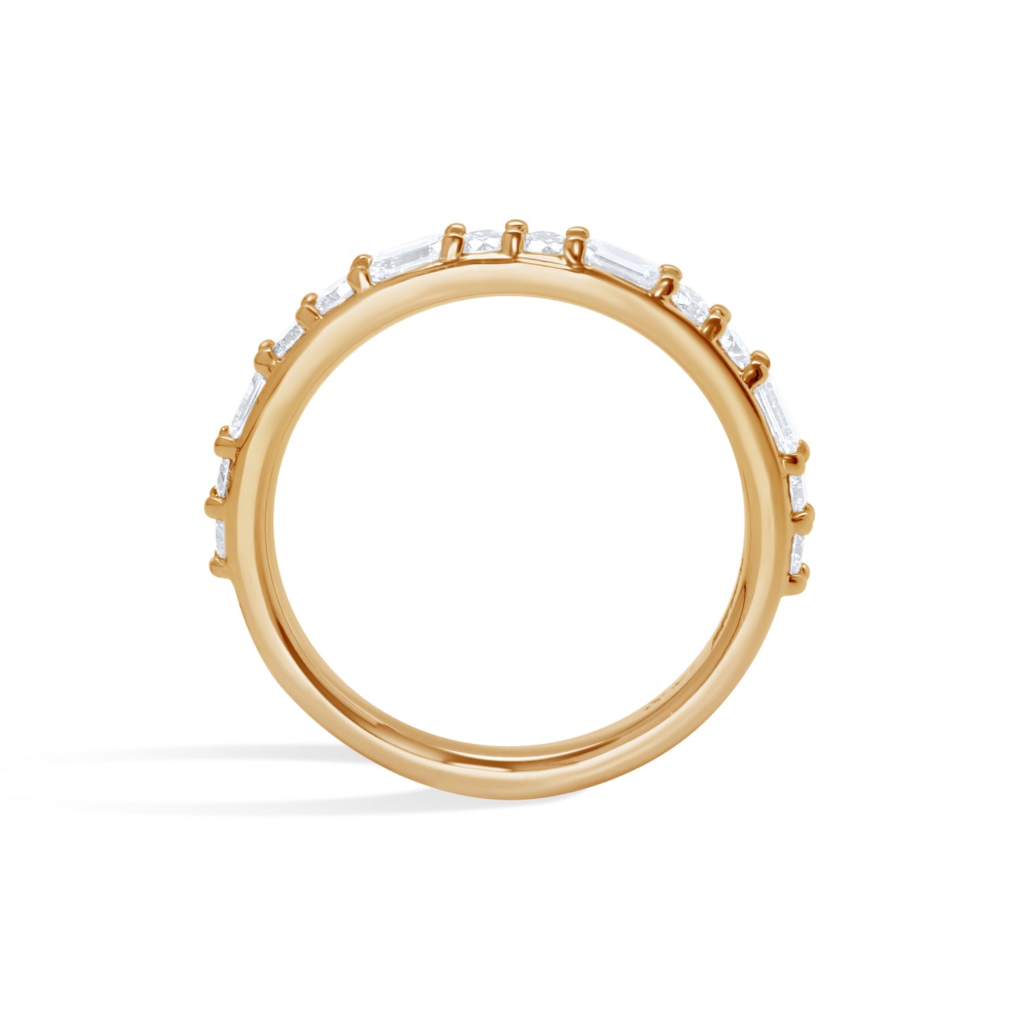 Emerald and Round Diamond Alternating Band
