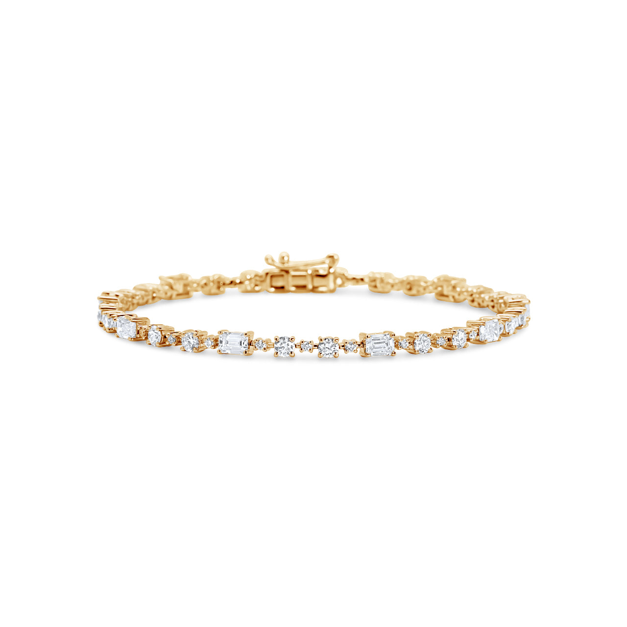 Emerald and Round alternating Line Bracelet