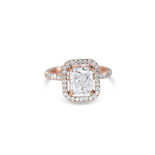 Floating Halo Diamond Engagement Ring