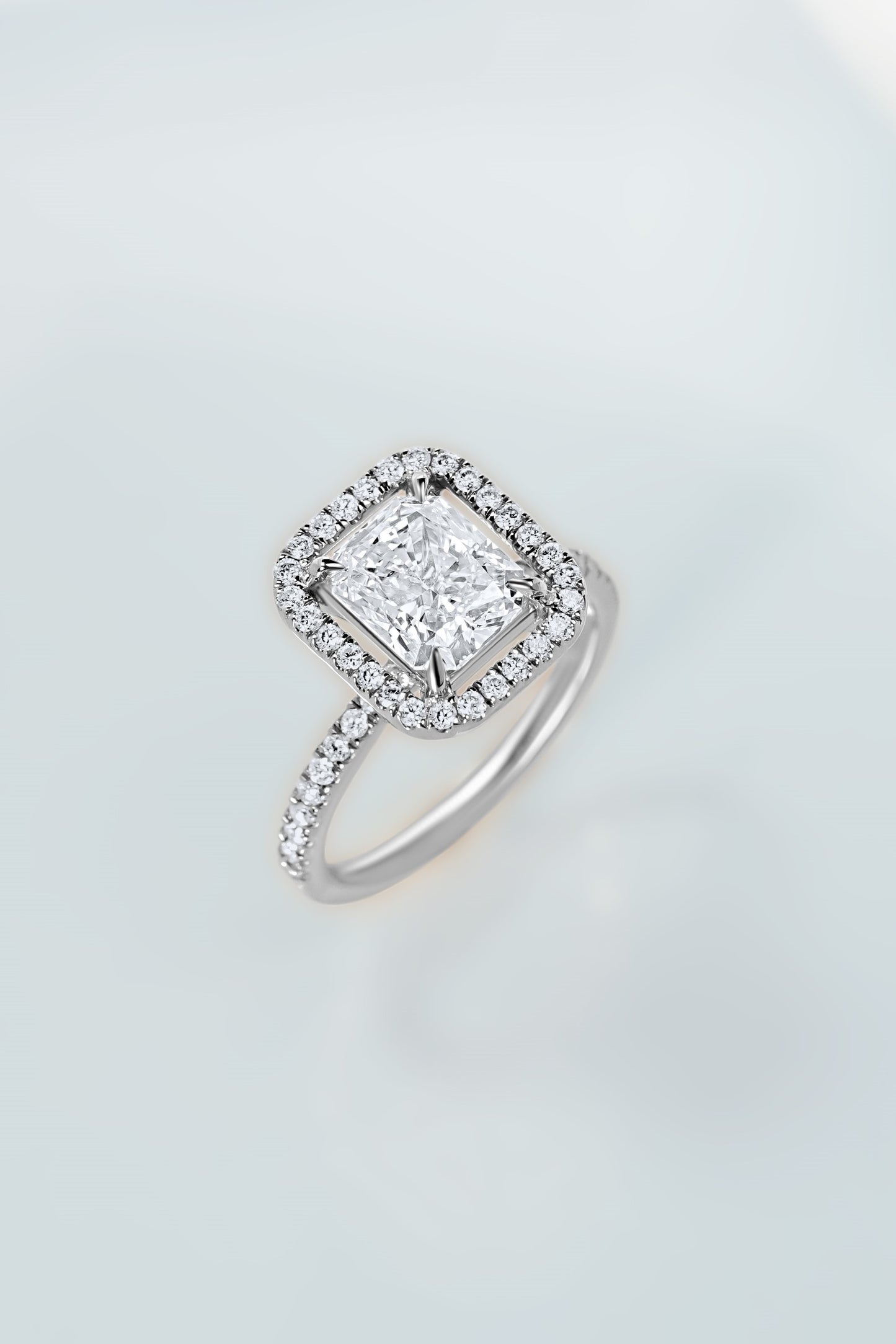 Floating Halo Diamond Engagement Ring