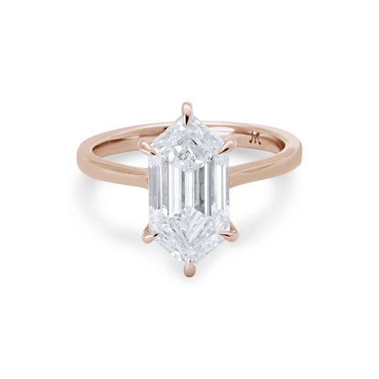 Hexagon Step Cut (Dutch Marquise) Diamond Solitaire Engagement Ring