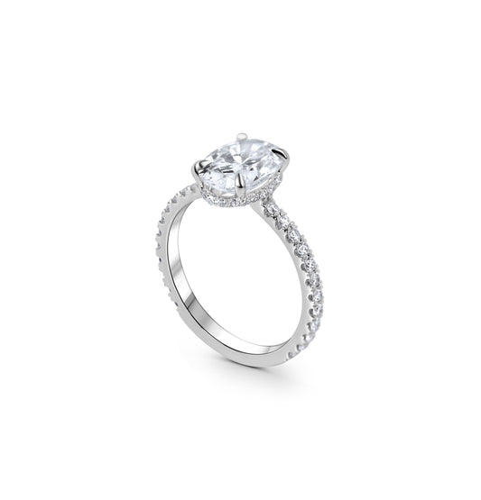 Hidden Halo and Pave Diamond Engagement Ring