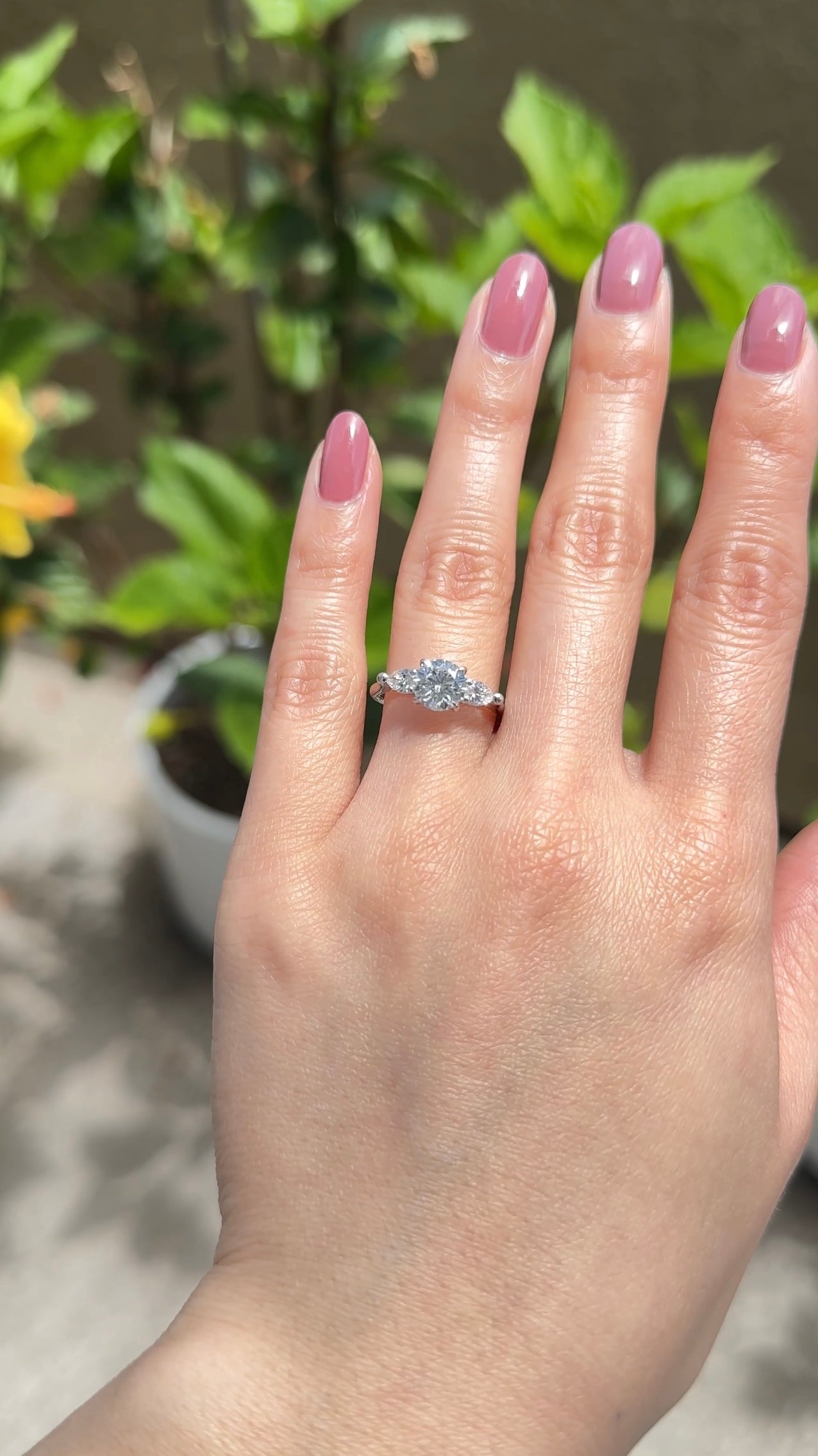 Round Brilliant Cut Three Stone Diamond Engagement Ring