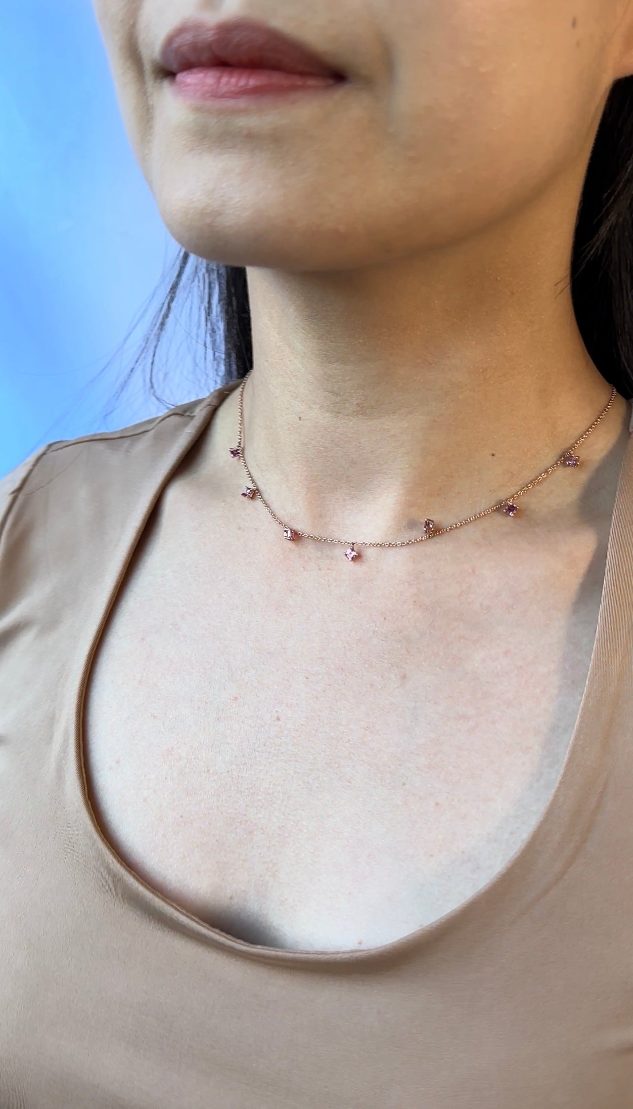Spinel Seven Stone Dangle Necklace 1.35ctw