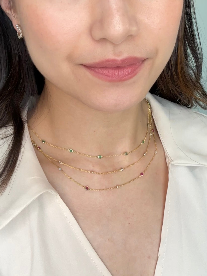 Melody Station Necklace with Emeralds