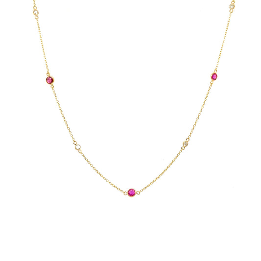 Melody Station Necklace with Ruby & Diamond
