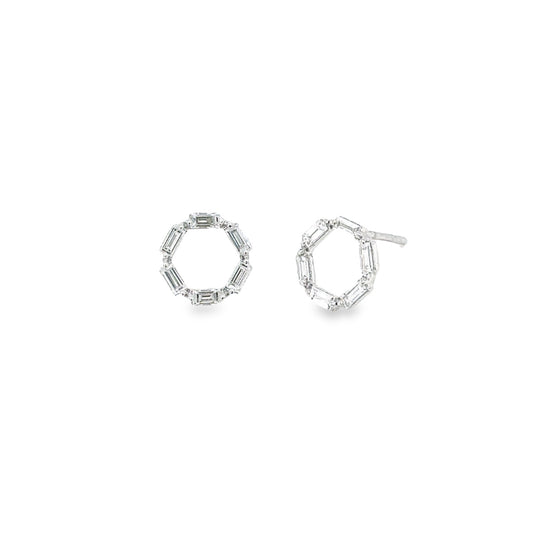 Circle Baguette Stud Earrings