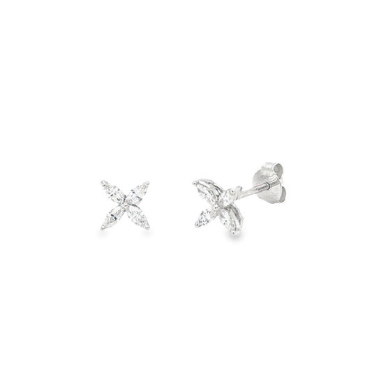 Four Leaf Clover Marquise Stud Earrings