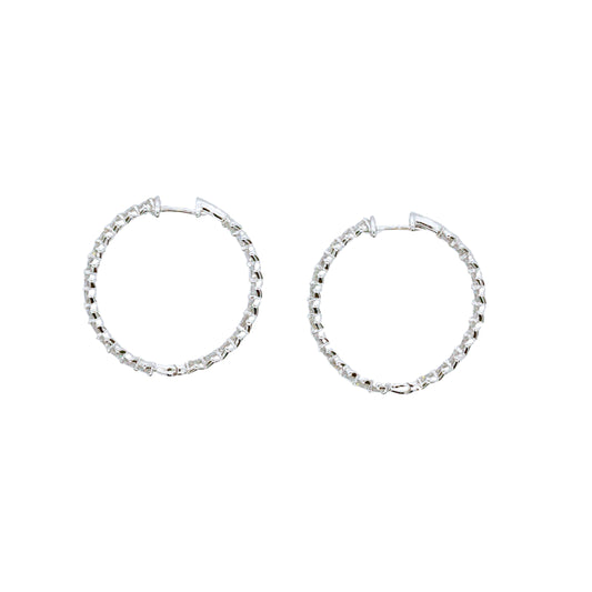 Floating Diamond Inside-Out Hoop Earrings
