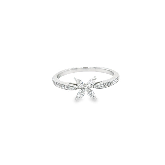 Four Leaf Clover Marquise Ring