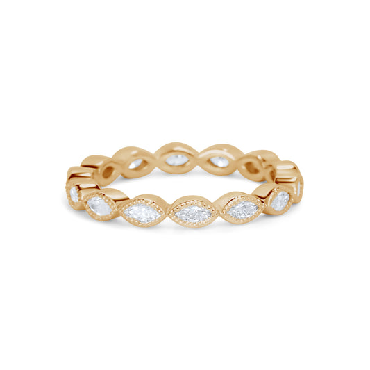 Marquise Lab Diamond Eternity Bezel Set Band (Milgrain)