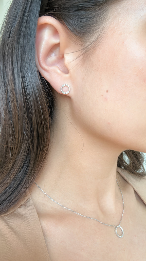 Circle Baguette Stud Earrings