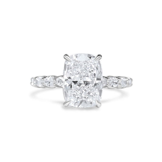 Oval East West Band and Hidden Halo Engagement Ring