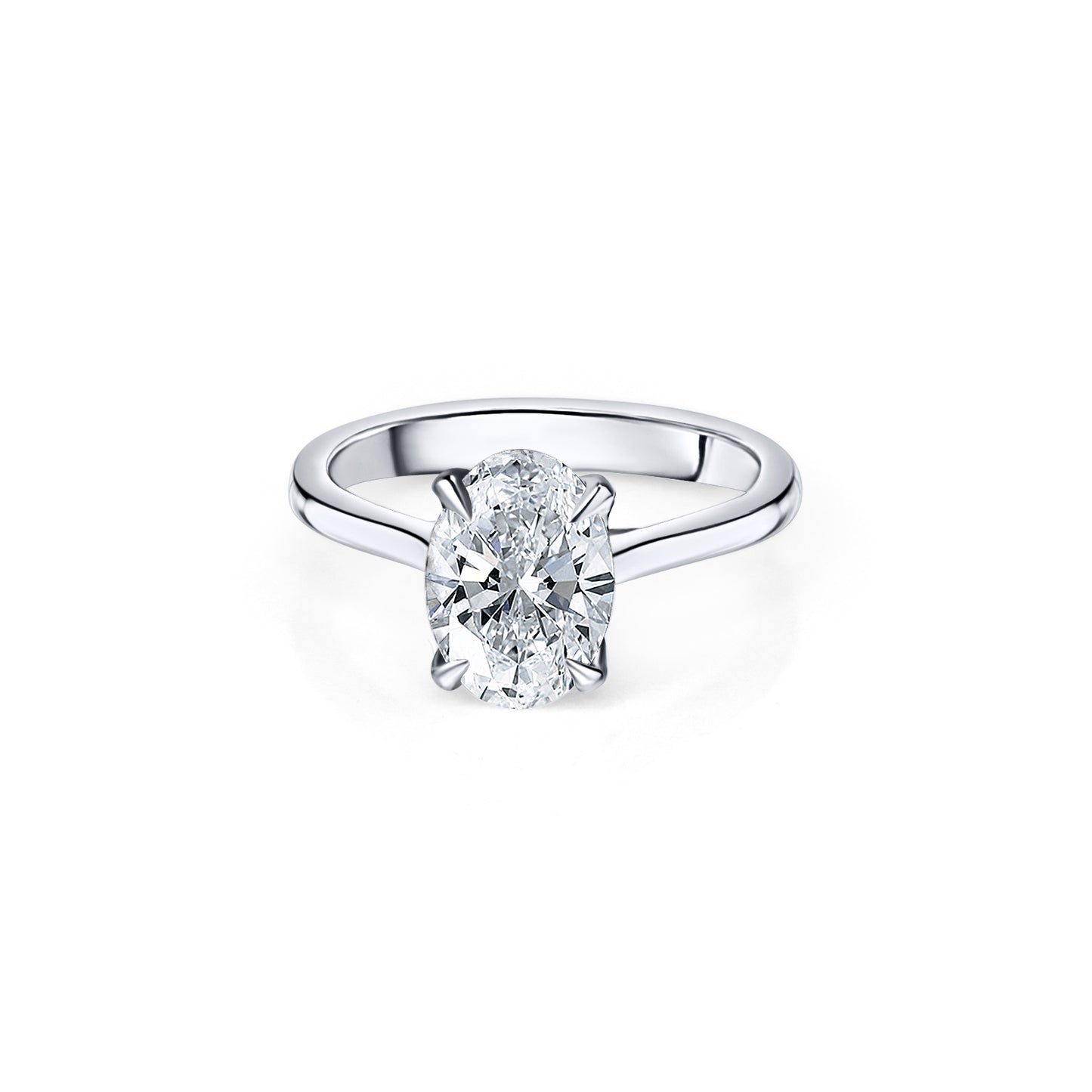 Oval Brilliant Diamond Engagement Ring – Tulip Prongs + Cathedral Setting