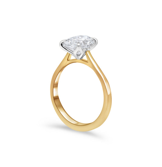 Oval Brilliant Diamond Engagement Ring – Tulip Prongs + Cathedral Setting