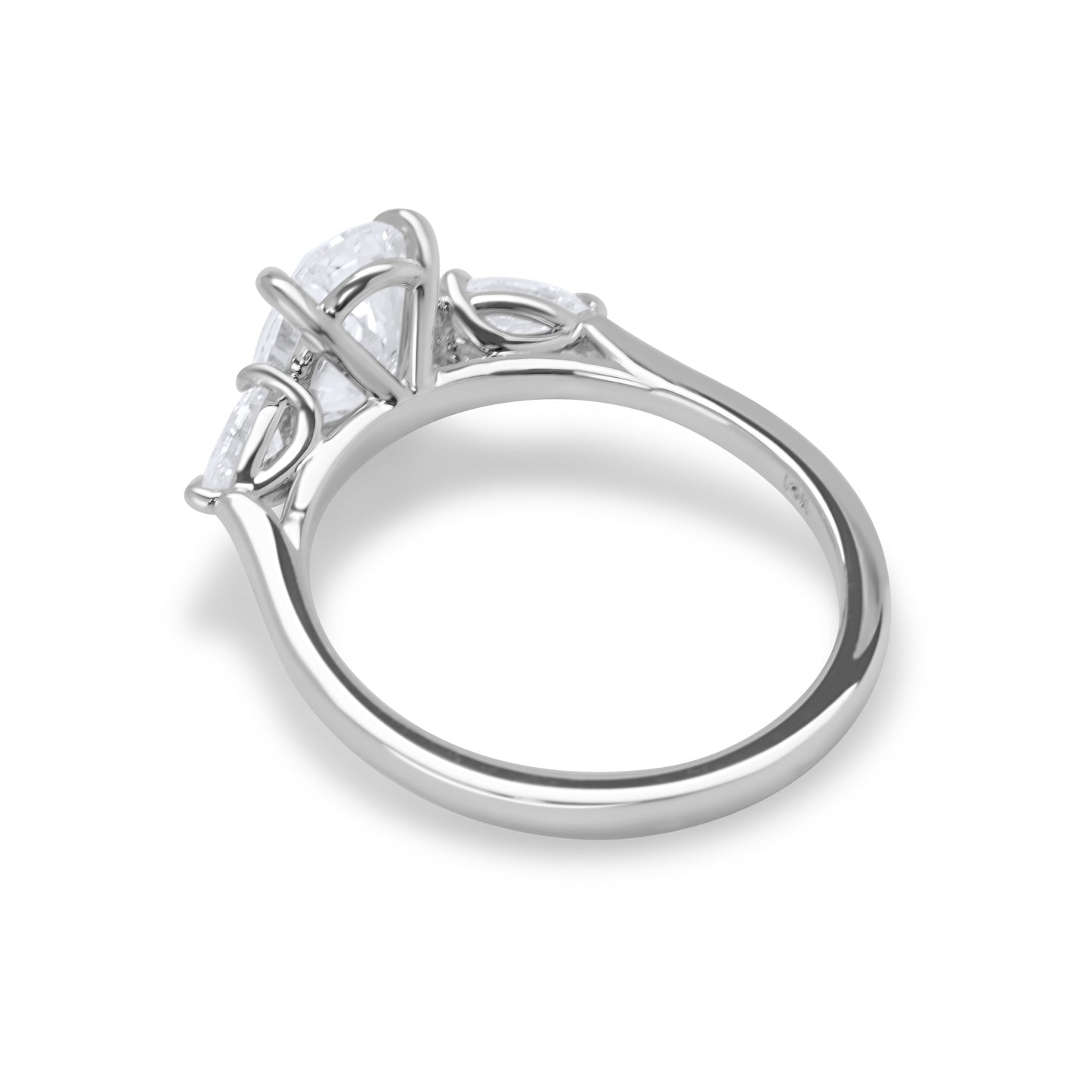 Oval and Pear Diamond Three Stone Diamond Engagement Ring