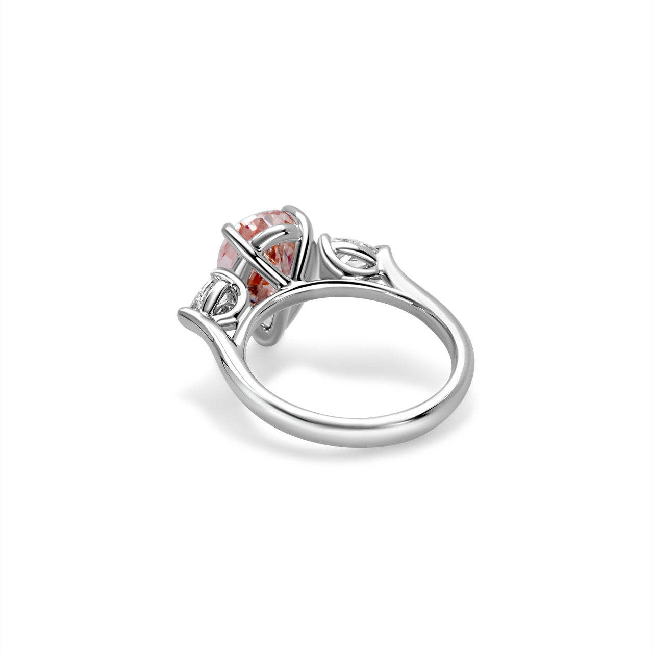 Pink Pear Diamond Three Stone Diamond Engagement Ring
