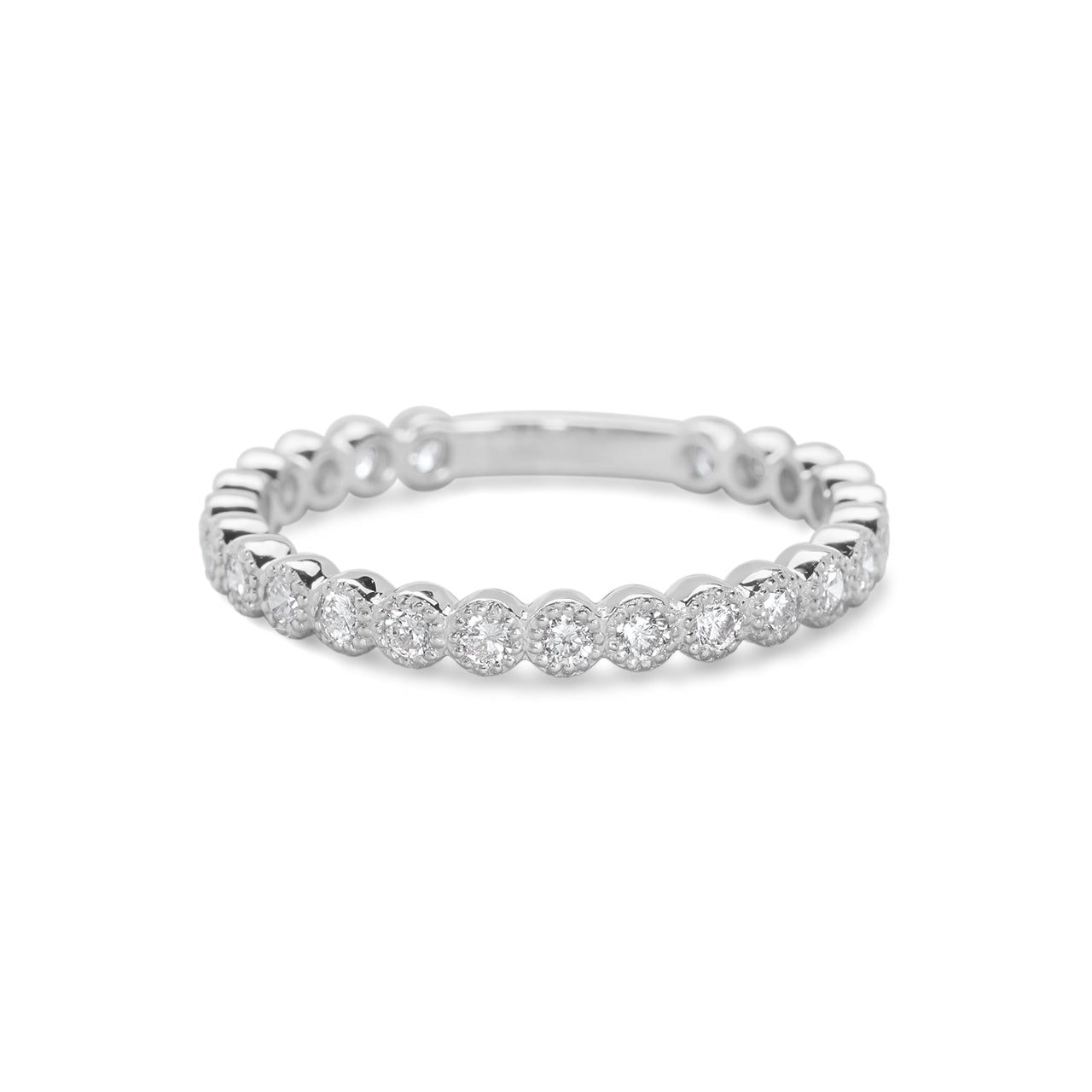 Round Brilliant Bezel Set Milgrain Band