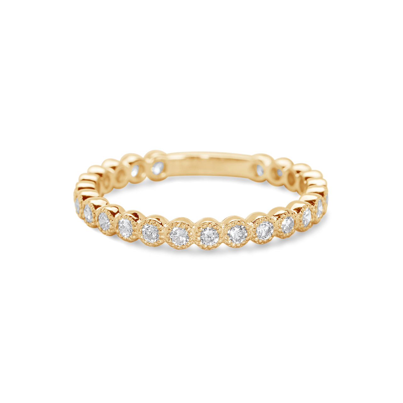 Round Brilliant Bezel Set Milgrain Band