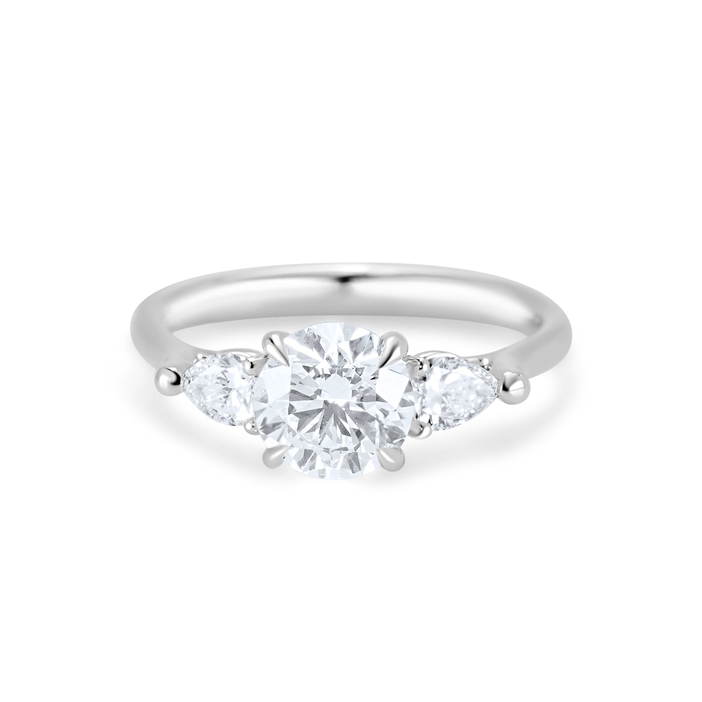 Round Brilliant Cut Three Stone Diamond Engagement Ring