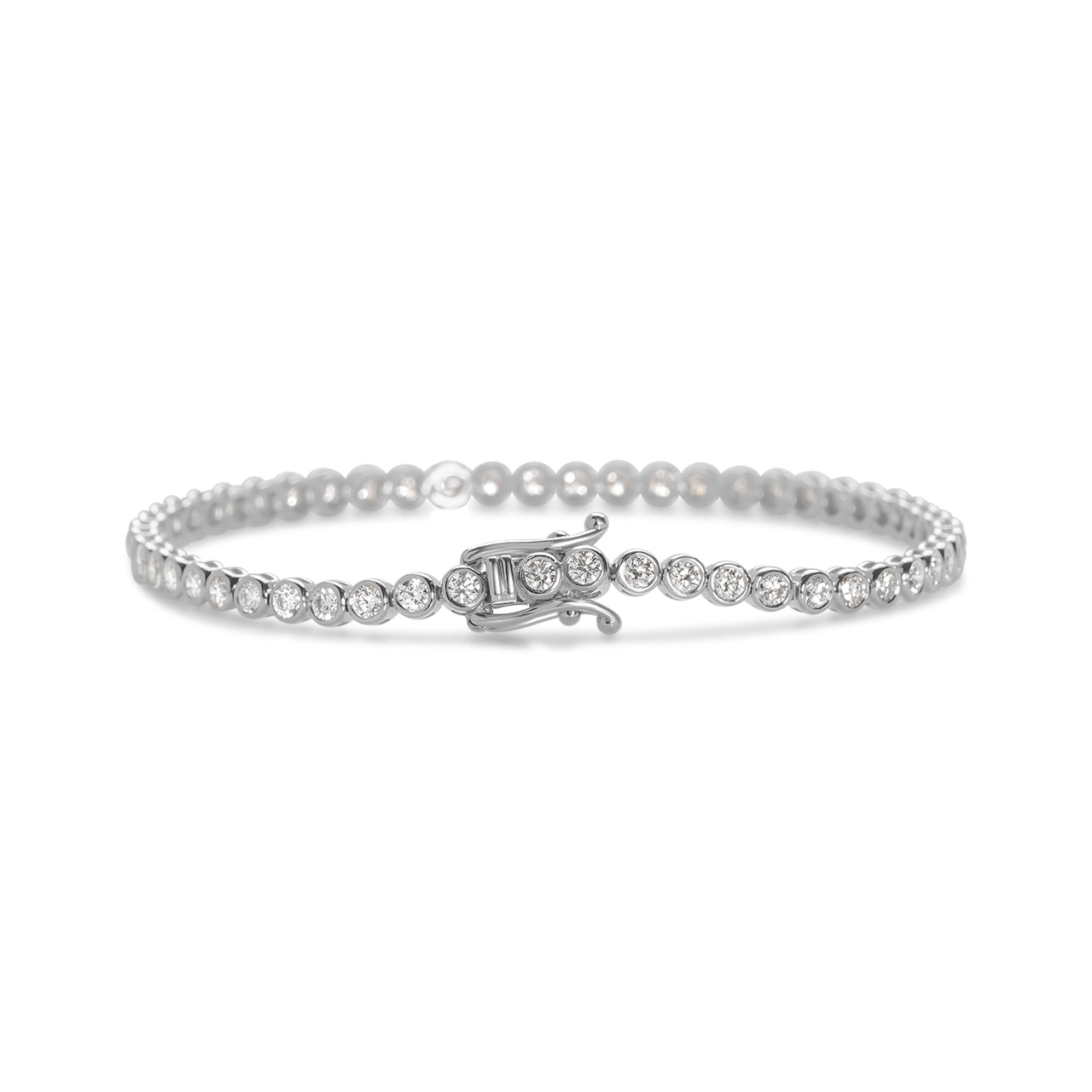 Round Brilliant Diamond Bezel Set Bubble Tennis Bracelet