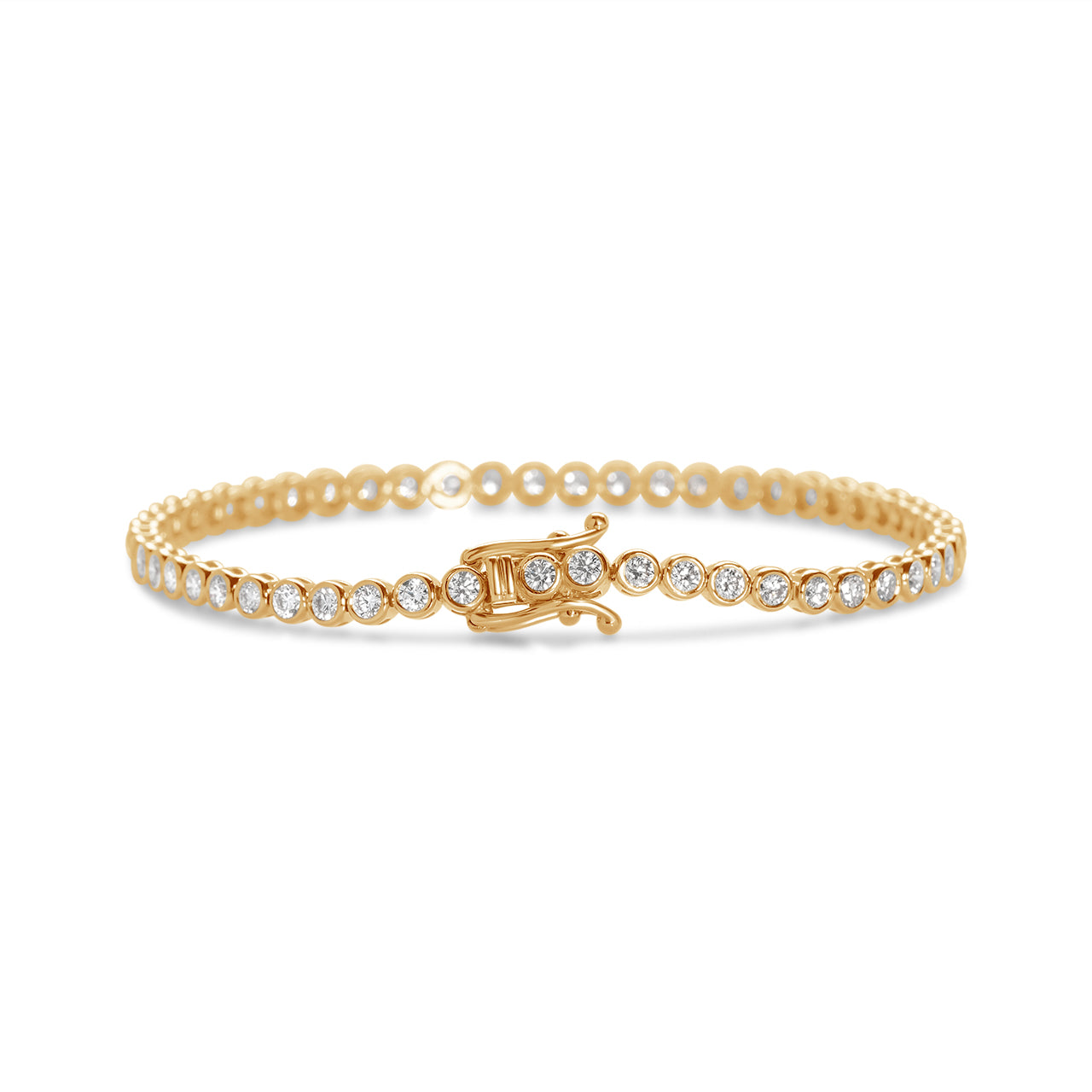 Round Brilliant Diamond Bezel Set Bubble Tennis Bracelet