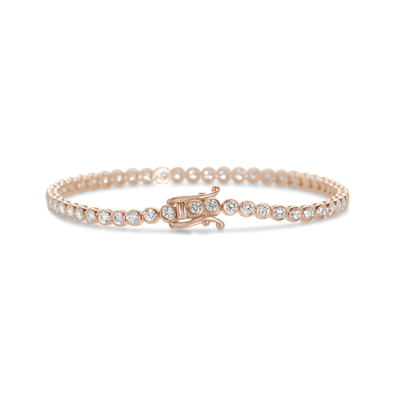 Round Brilliant Diamond Bezel Set Bubble Tennis Bracelet