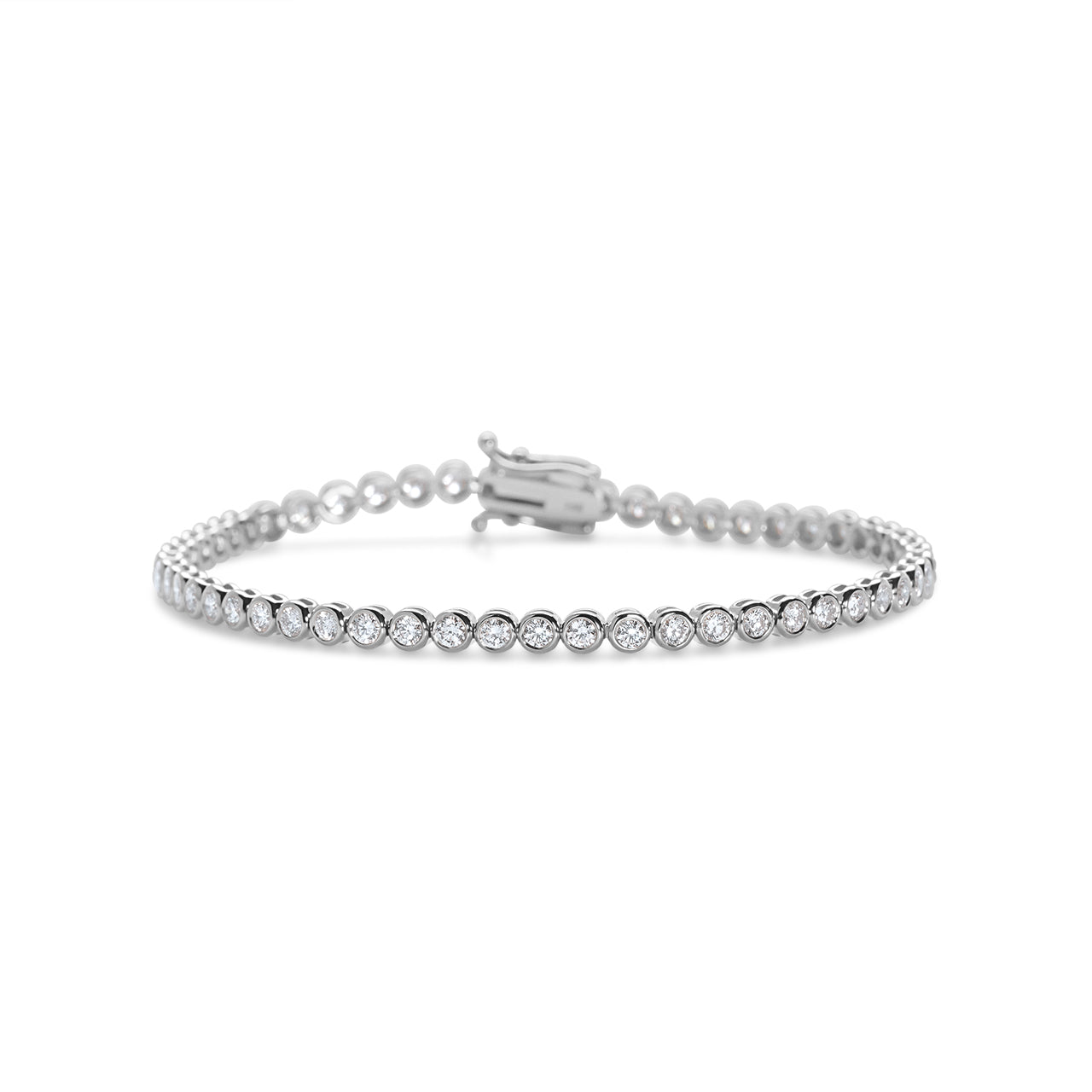 Round Brilliant Diamond Bezel Set Bubble Tennis Bracelet