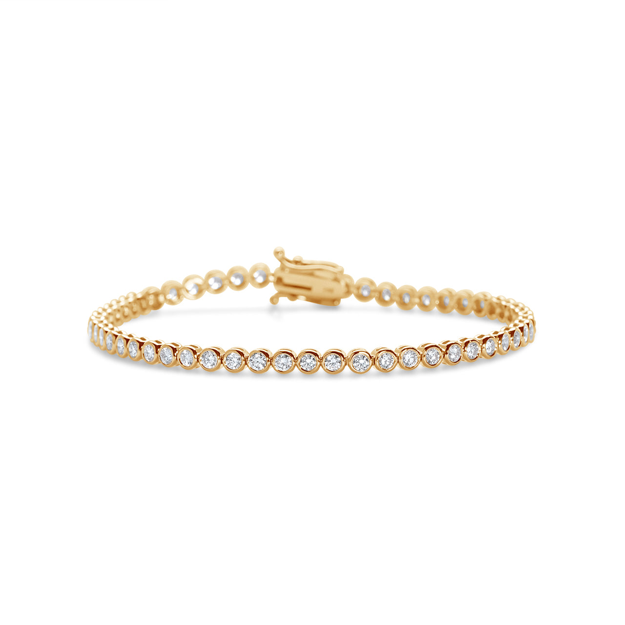 Round Brilliant Diamond Bezel Set Bubble Tennis Bracelet