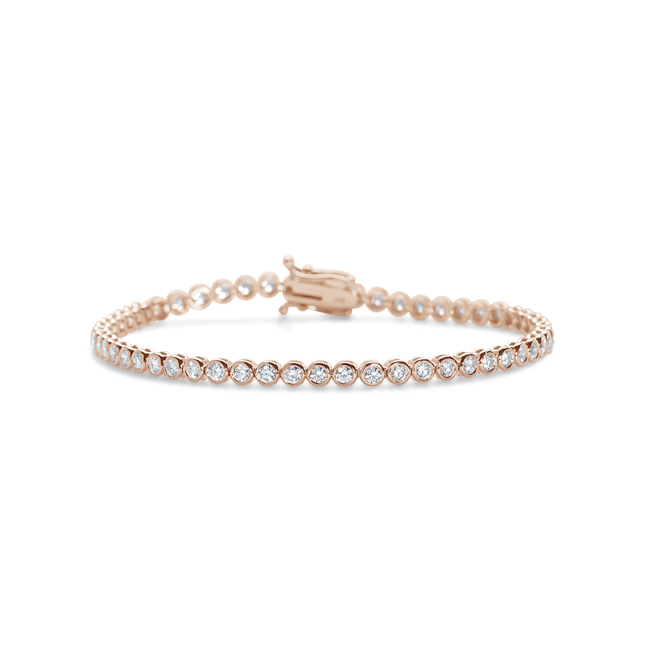 Round Brilliant Diamond Bezel Set Bubble Tennis Bracelet