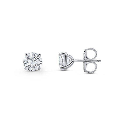 Round Brilliant Diamond Solitaire Stud Earrings - 4 prongs