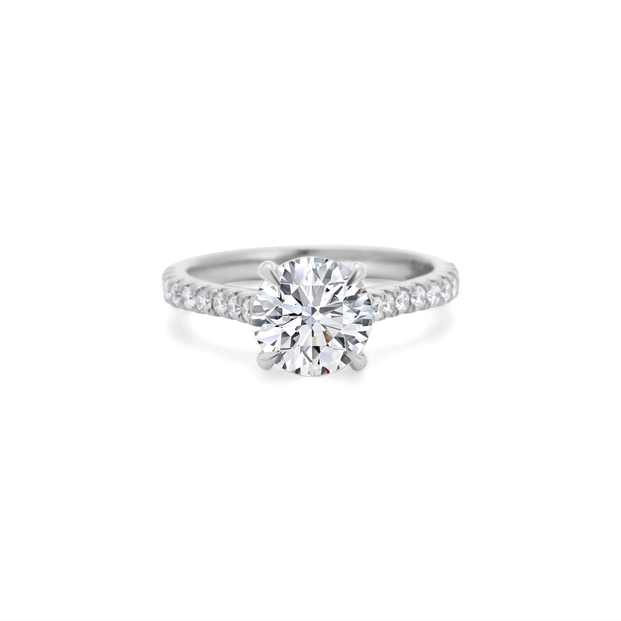 Round Brilliant Diamond Two-Tone Cathedral Pave Setting
