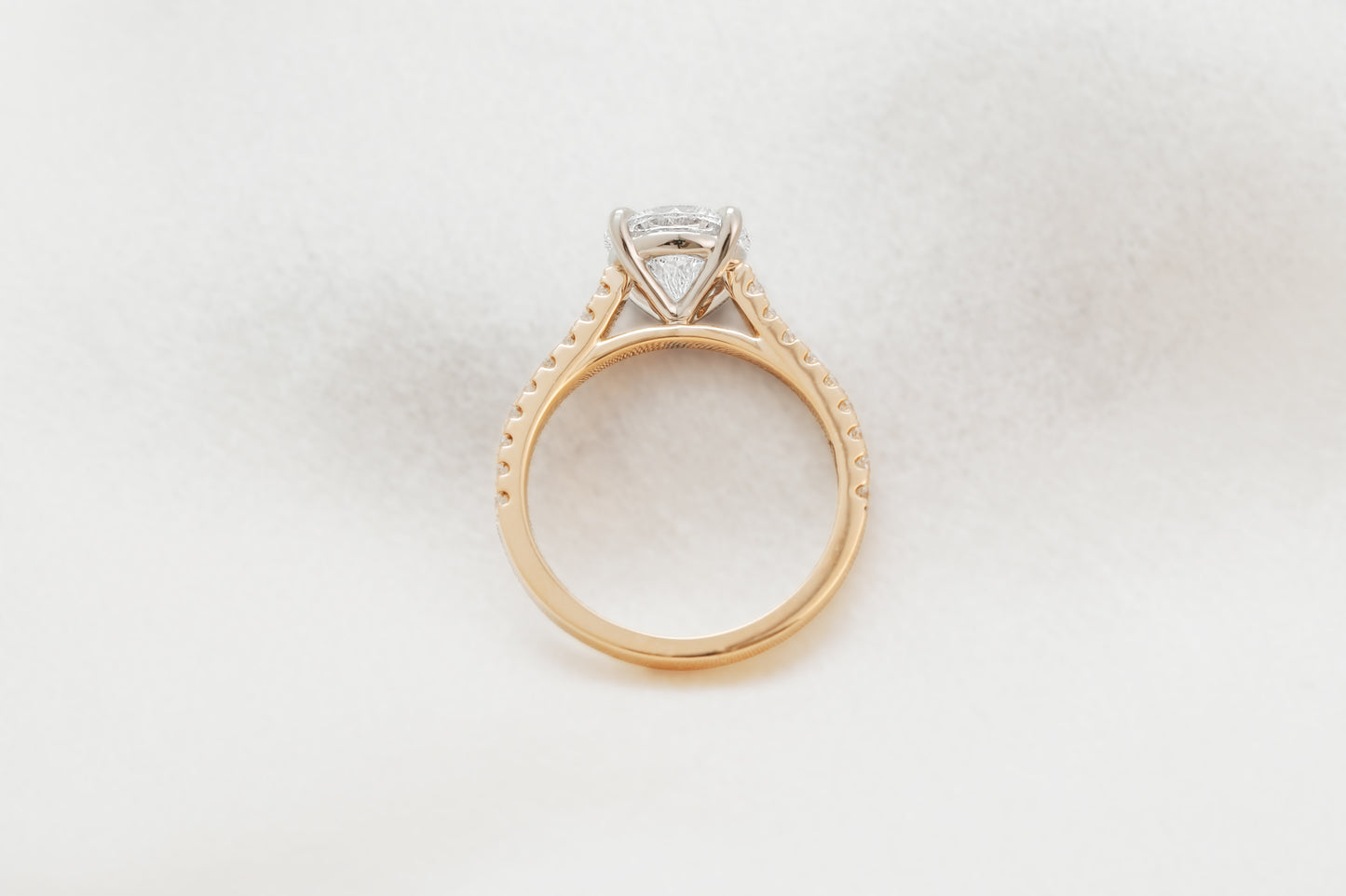 Round Brilliant Diamond Two-Tone Cathedral Pave Setting